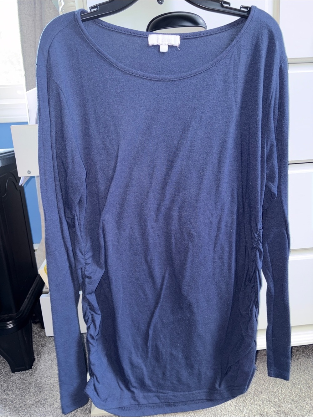 Women's Maternity Navy Long-Sleeve Top